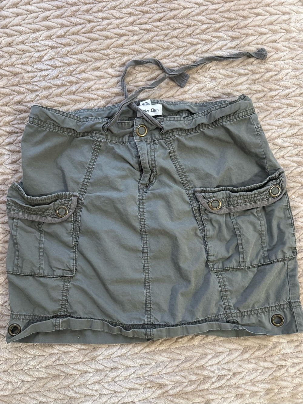 Calvin Klein Olive Drawstring Utility Skirt